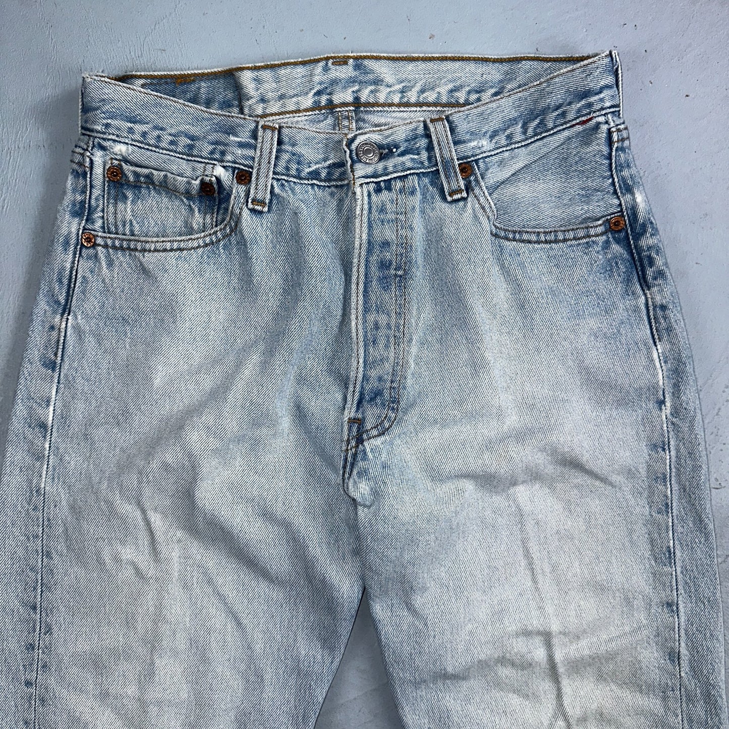 Levis 501 Vintage 90s USA XX Straight Leg Jeans Blue Light Wash 30x32 Act 28x30