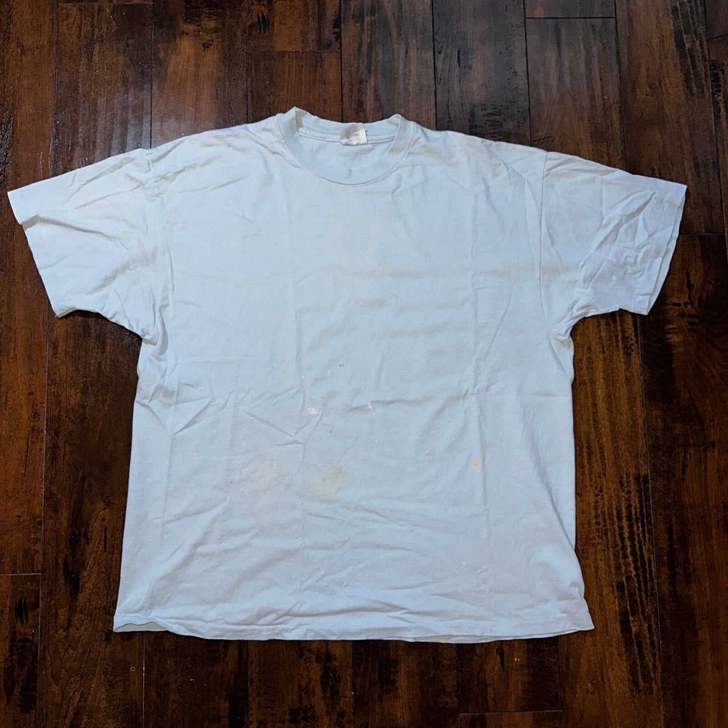 Champion Blue Basic Blank 80s USA Vintage T Shirt Single Stitch Thrashed Cool 2X