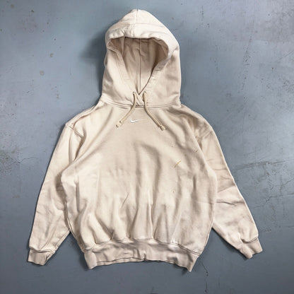 Nike Sweatshirt Womens XS Center Check Hoodie Beige White Tag Swoosh Stained