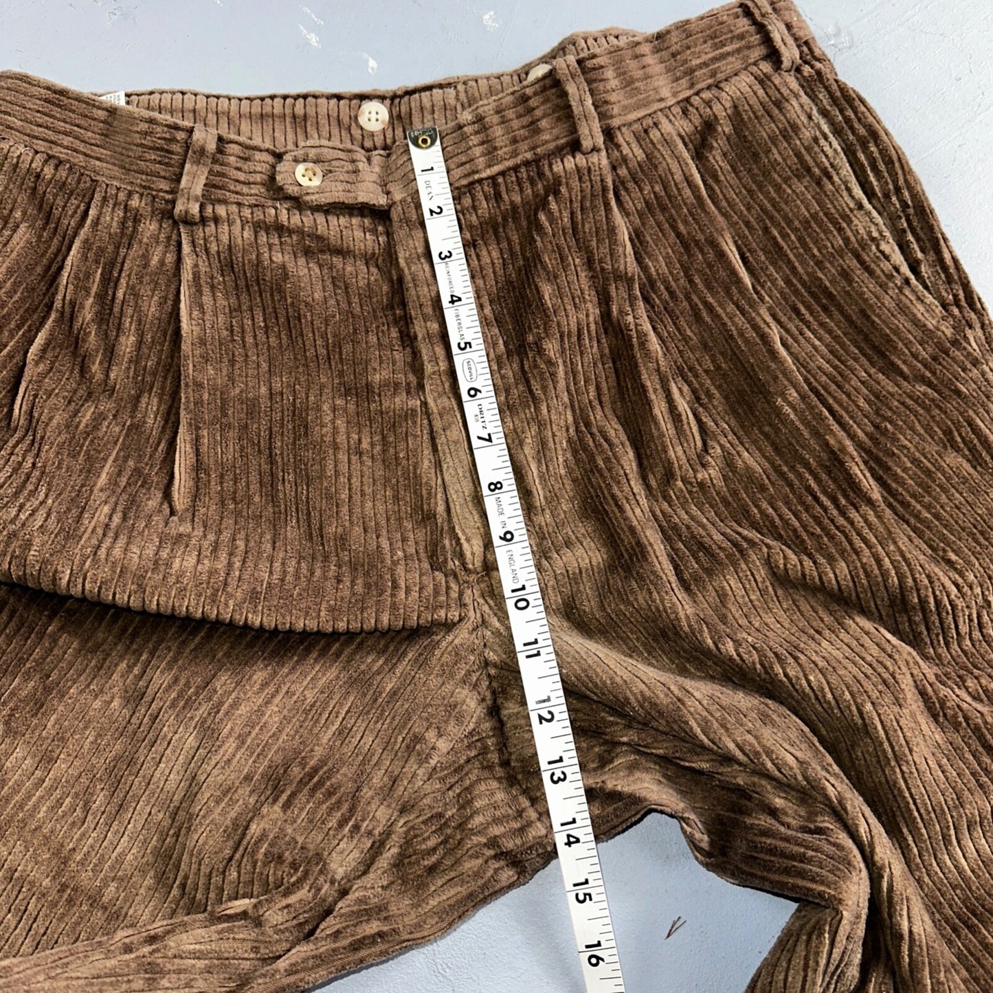 J. Peterman Pants Mens 38 Brown Thick Corduroy Pleated Chino Straight Pockets