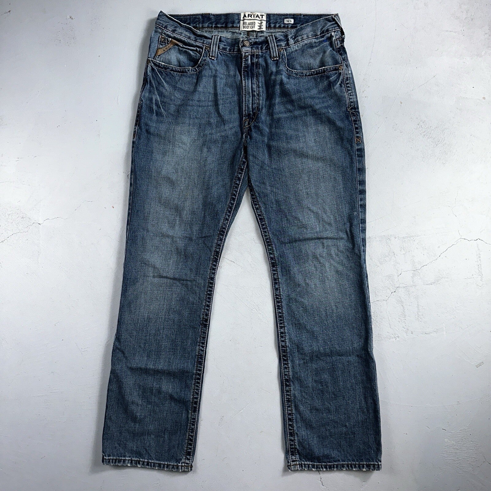 Ariat Jeans Mens 36x34 Blue M4 Boot Cut Relaxed Coltrane Jeans Denim Medium Wash