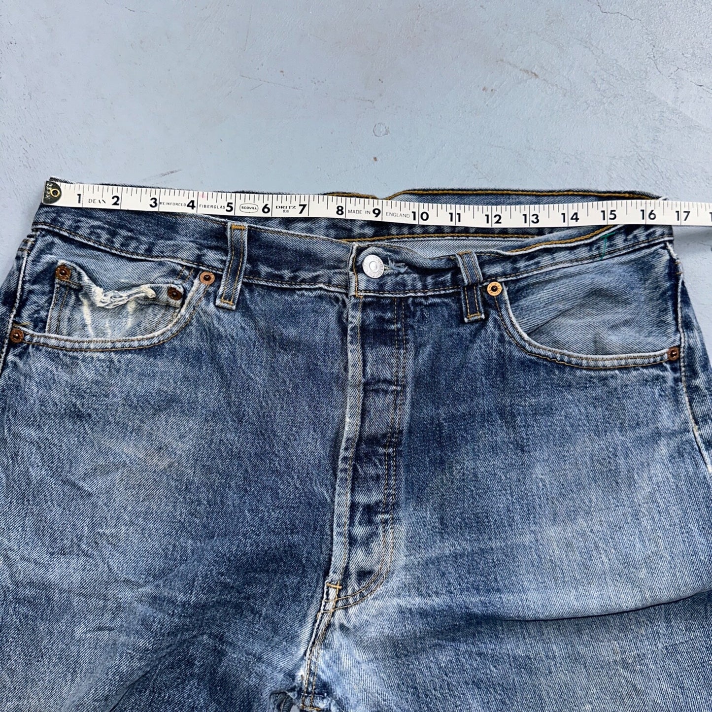 Levis 501 Vintage 90s UK XX Straight Leg Jeans 36x32 Blue Med Wash Act 33x30