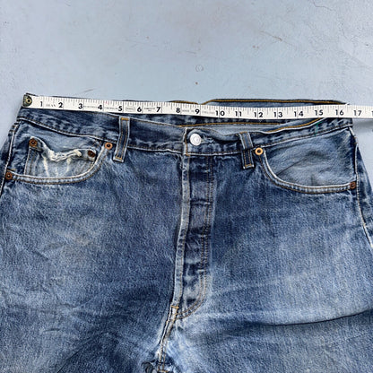 Levis 501 Vintage 90s UK XX Straight Leg Jeans 36x32 Blue Med Wash Act 33x30