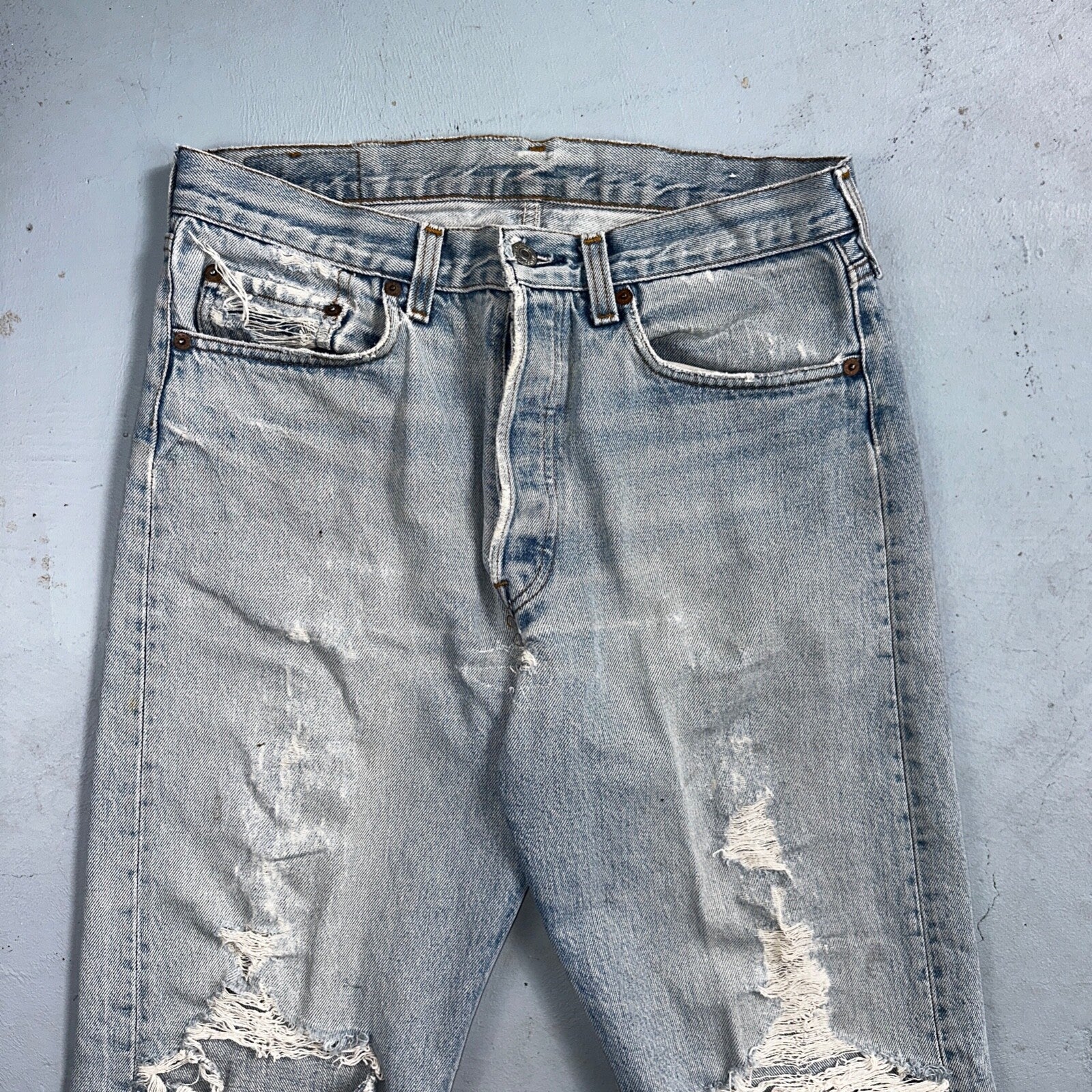 Levis 501 Vintage 80s USA XX 90s Straight Leg Jeans 33x36 Light Wash Act 30x31