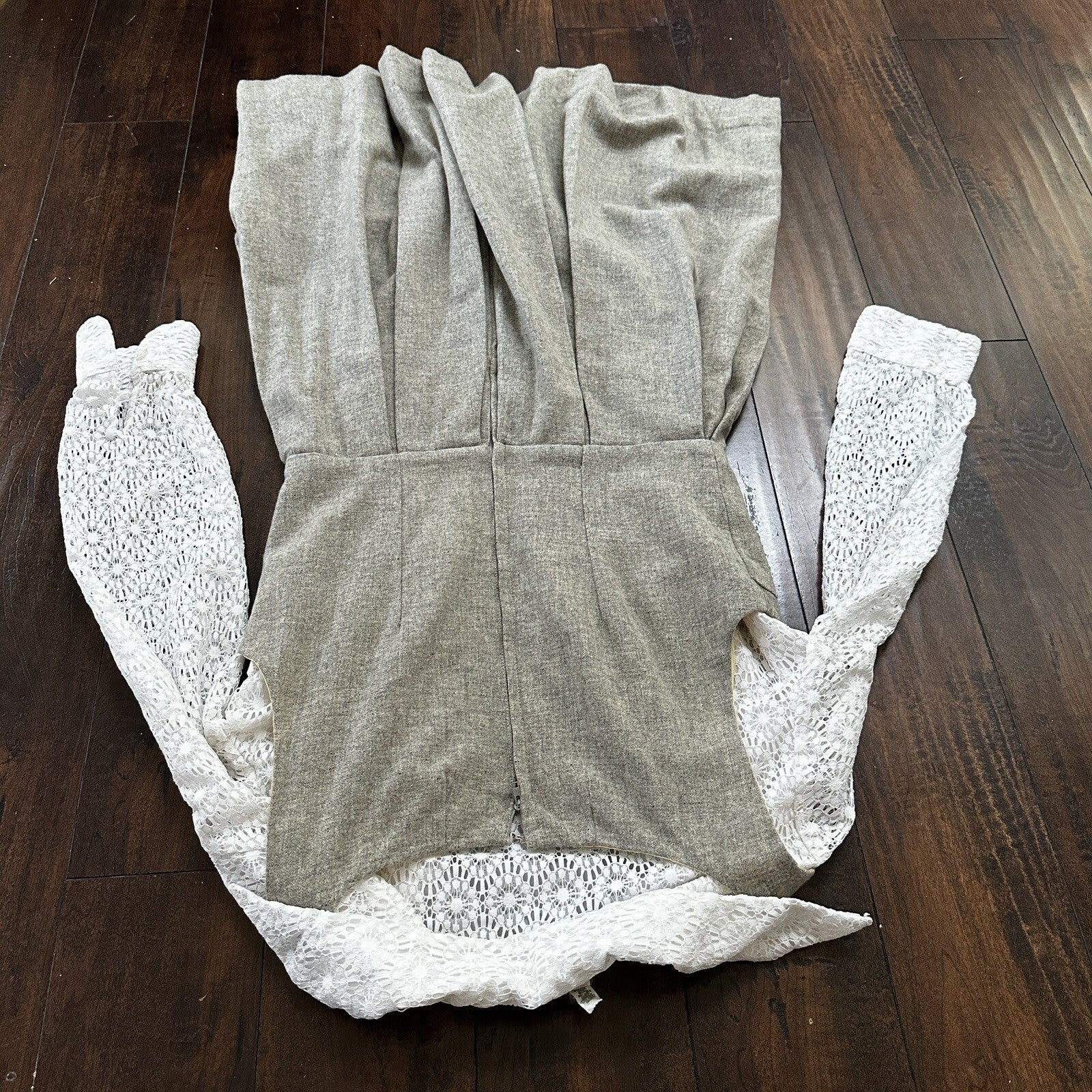 VTG USA Rockabilly Womens Dress Skirt 60s 50s Wedding Wool Floral Alice Lace