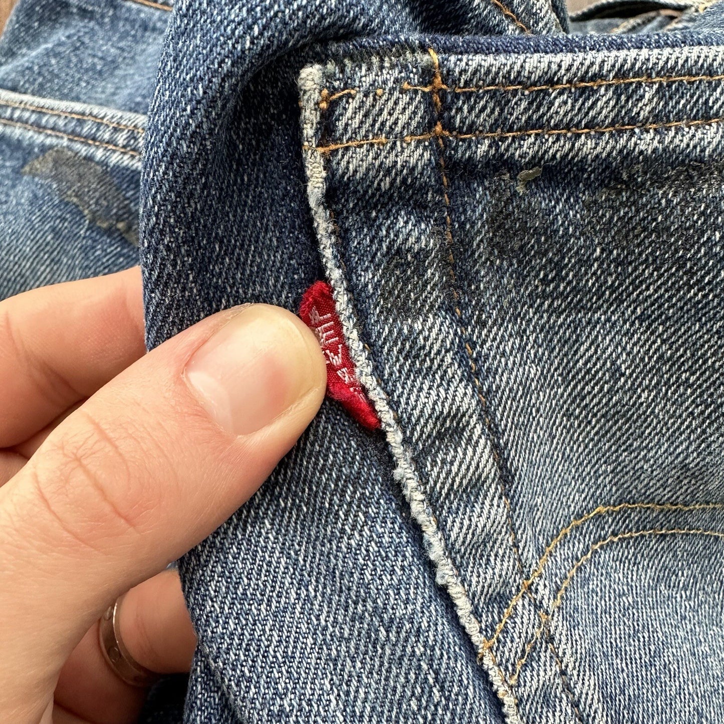 Levis 501 XX Big E True Vintage 60s Redline THRASHED Denim Jeans 1960s 27x26