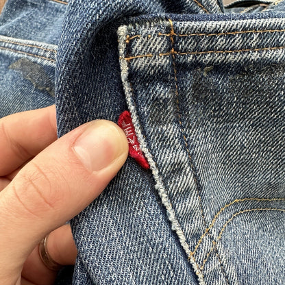 Levis 501 XX Big E True Vintage 60s Redline THRASHED Denim Jeans 1960s 27x26