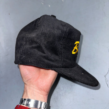 Conway Washington Bell Pole Corduroy VTG Hat Cap Snapback Black USA Hiking Truck