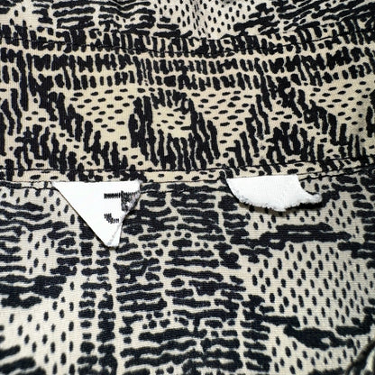 Hawaiian Regular Fit Shirt Men L Gray Geometric Tribal Button Up 80s VTG