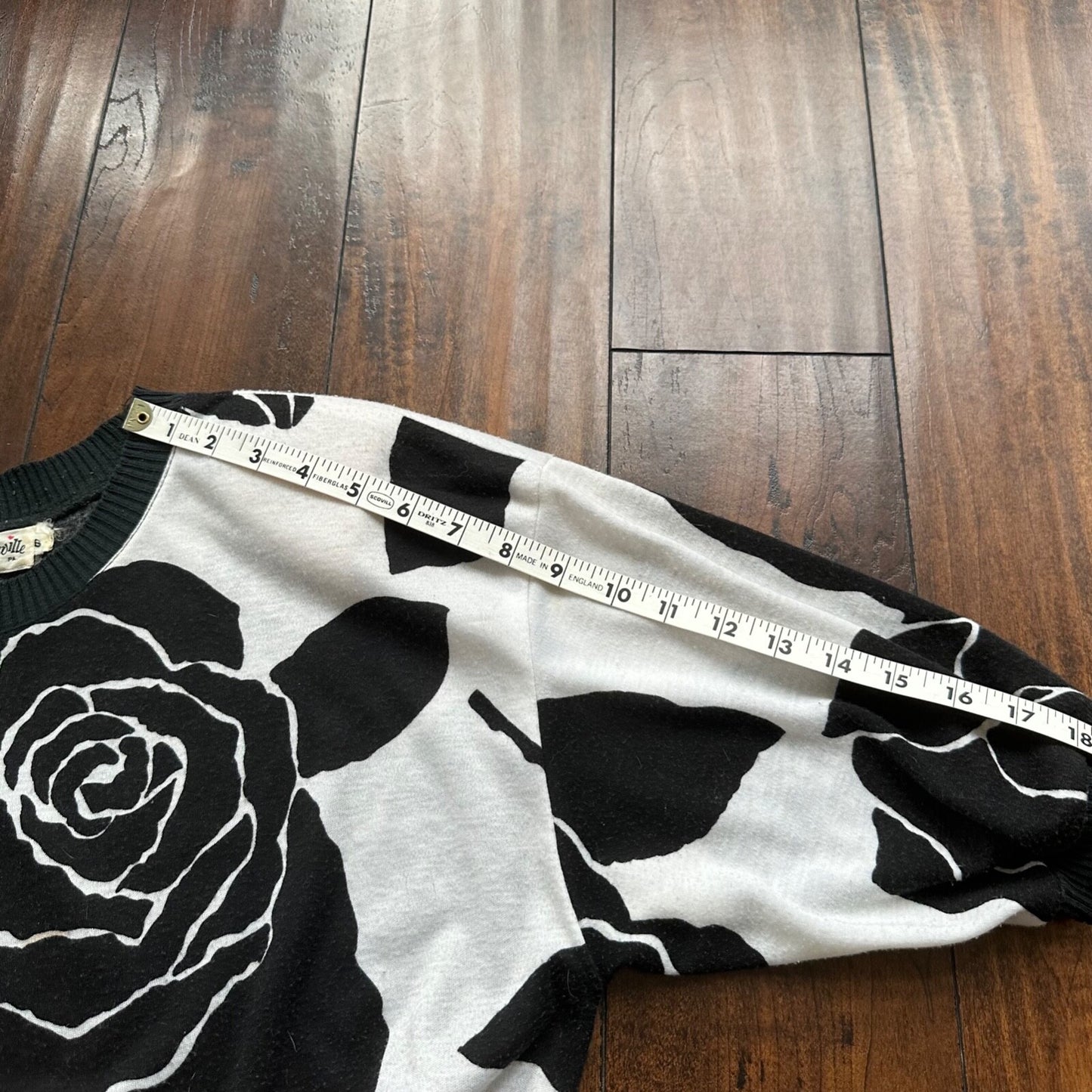 Vintage Hartsville women's Small Rose Pattern Long sleeve 80s S Fishtail Dress