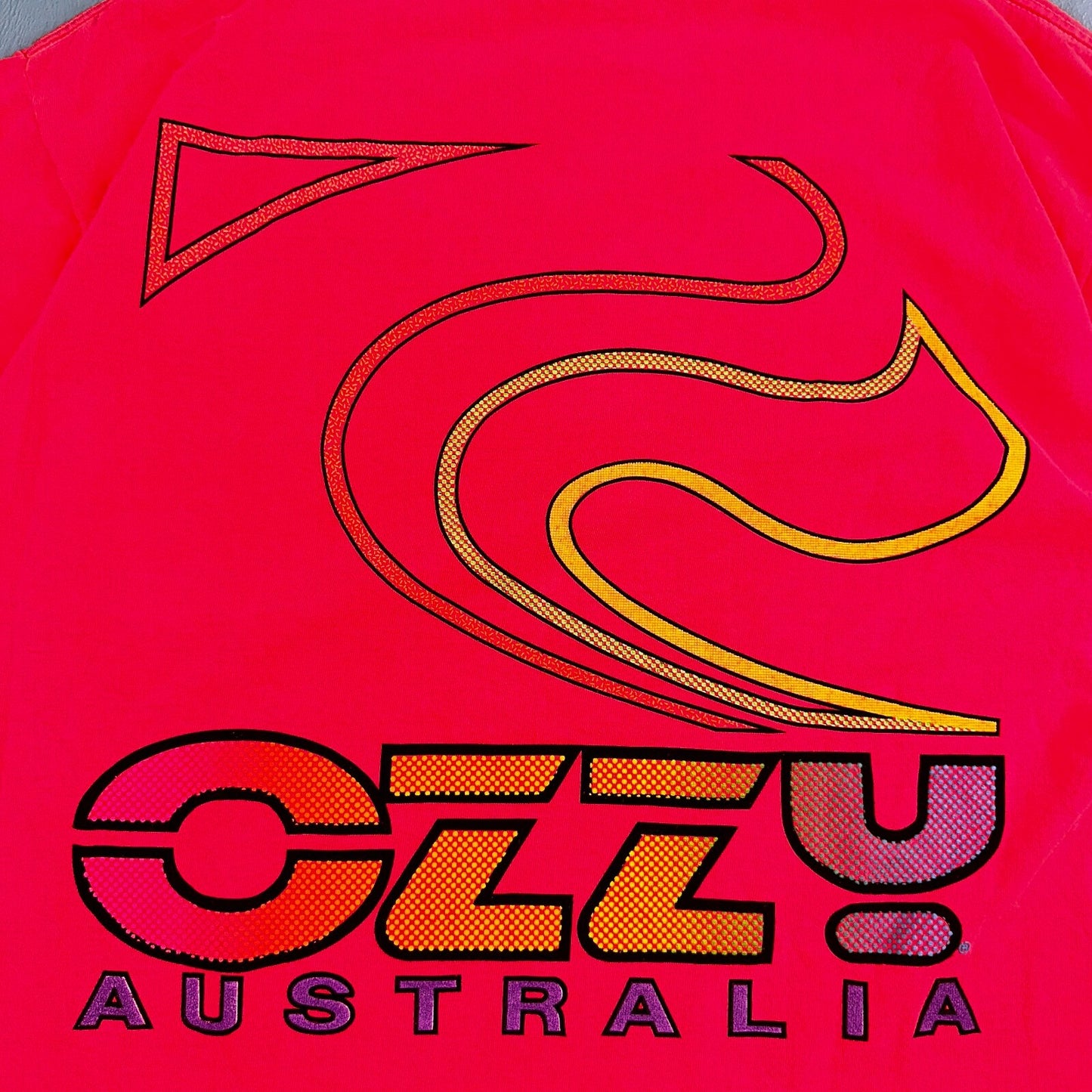 VTG 90s Ozzy Australia Single Stitch T-Shirt Men's Large Neon Pink Surf USA Rare