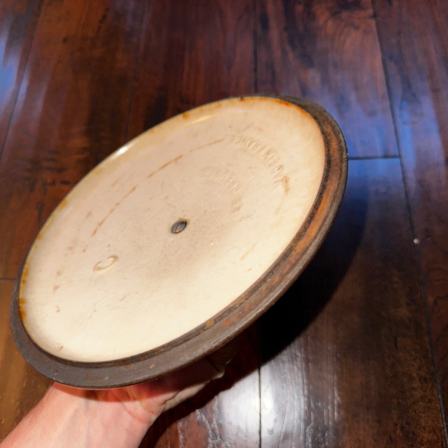 Le Creuset #20 Pan Round Dutch Oven Lid Only France Enamel VTG Pot Brown C