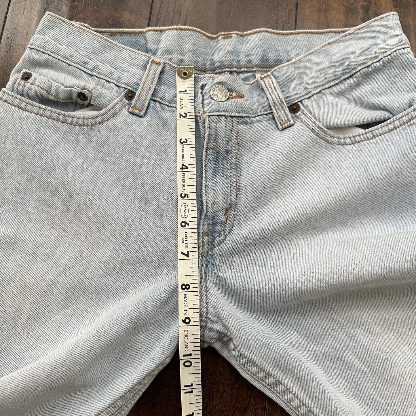 Vtg Levis 507 Superlow Slim Light Blue Jeans Womens Tag 5 X Capri 27x21 USA 90s