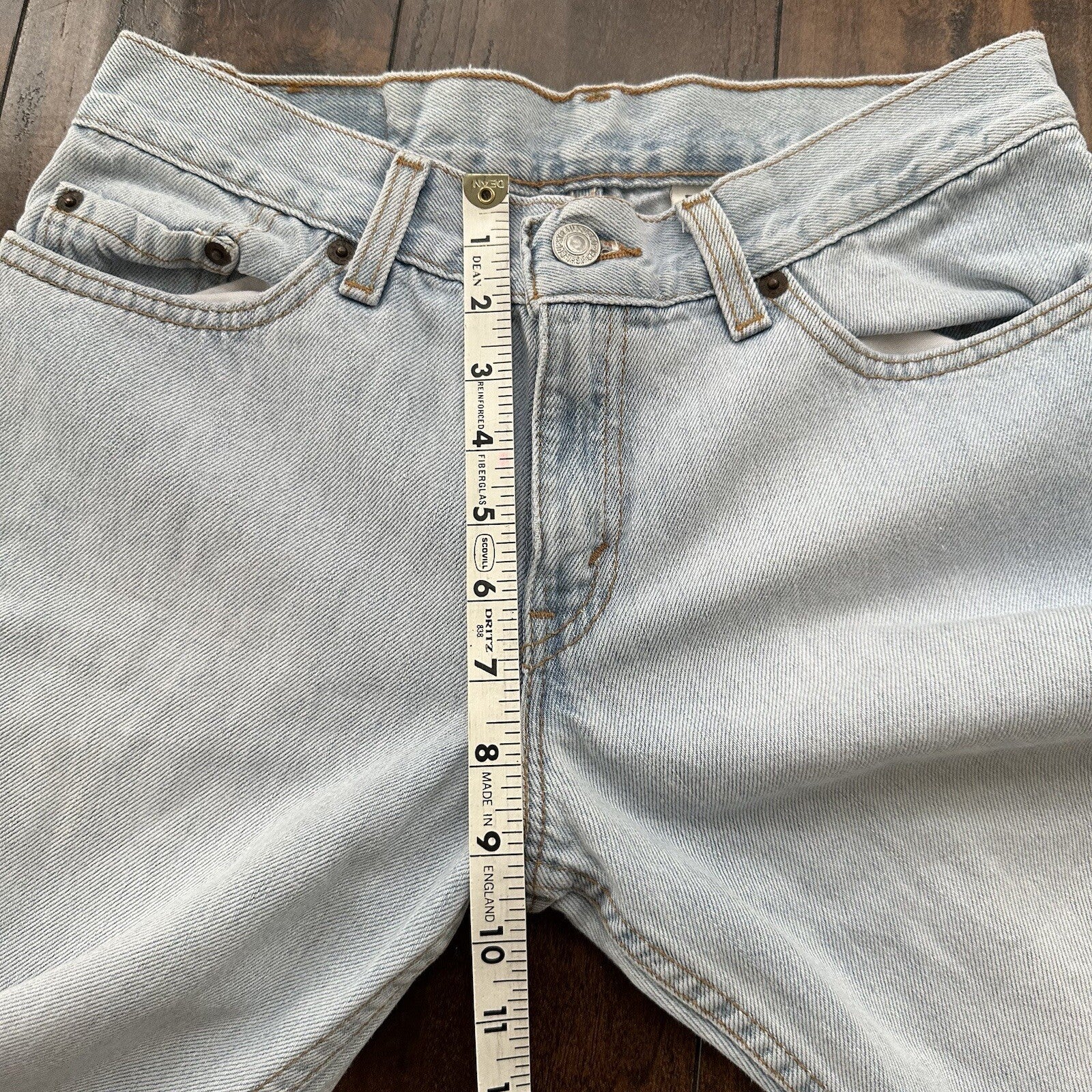 Vtg Levis 507 Superlow Slim Light Blue Jeans Womens Tag 5 X Capri 27x21 USA 90s