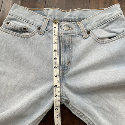 Vtg Levis 507 Superlow Slim Light Blue Jeans Womens Tag 5 X Capri 27x21 USA 90s