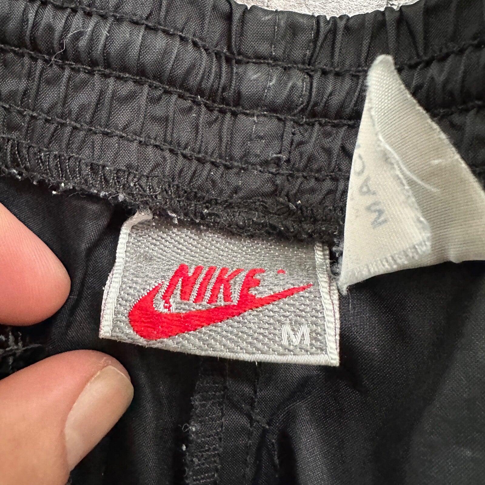 Nike VTG 90s Grey Tag Windpants Track Pants Ankle Zip Unlined Black M 1990s