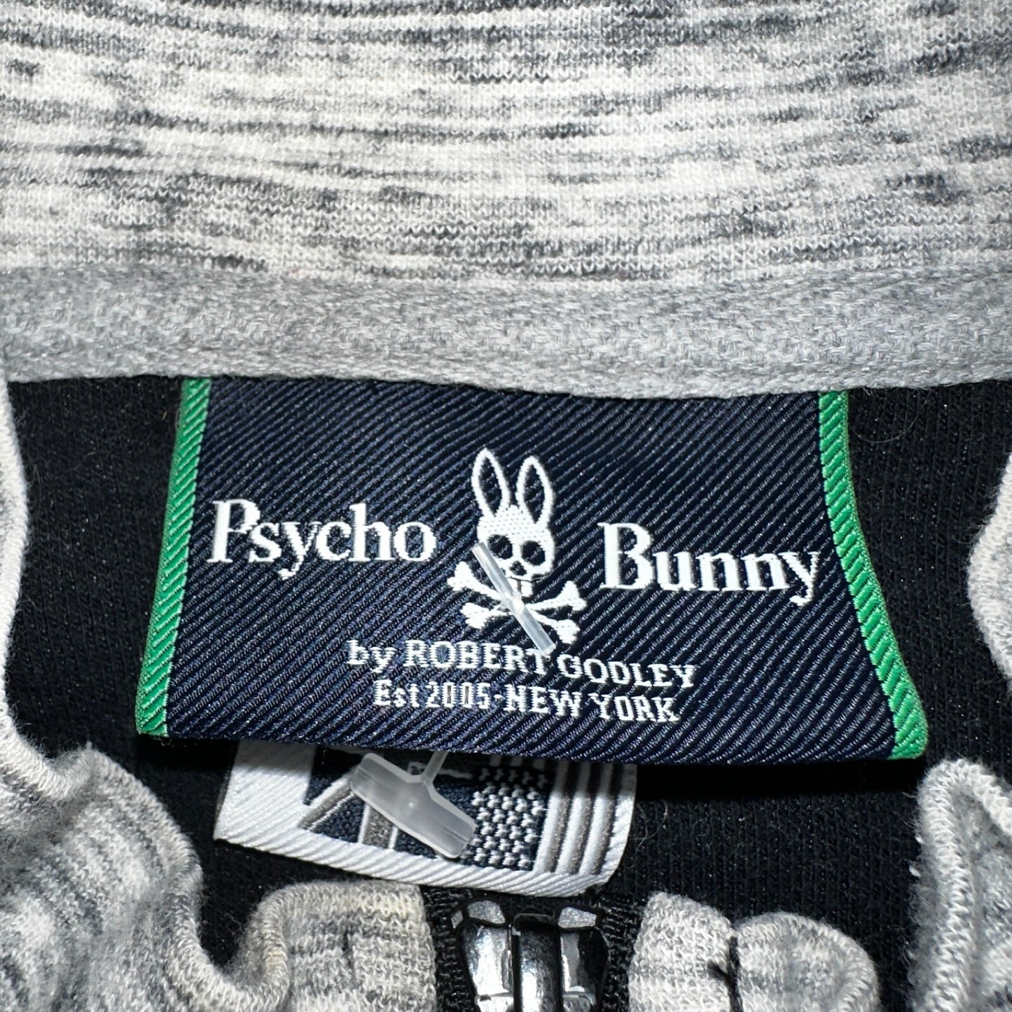 Psycho Bunny Jacket Mens 8 Black & Gray Full Zip Casual Logo Sweater
