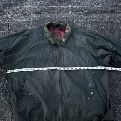Vintage Woolrich Bomber Jacket Green USA Stained 90s Red Lining USED HEAVY