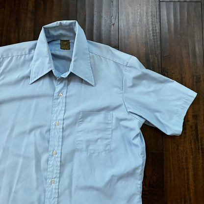 Vintage Jandy Place Bardon Shirt Mens L Polyester Button Down Blue Basic