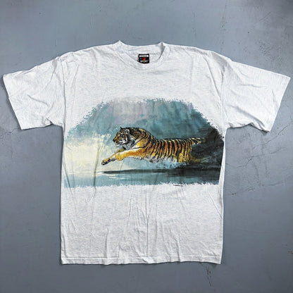 Tiger 90s AOP VTG T Shirt Front Back Nature Love Animals Stripes Single Stitch