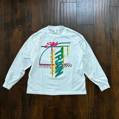 Ski Train 1990 VTG T Shirt 90s Single Stitch Alaska Grandview Long Sleeve Sports
