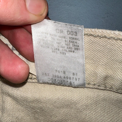Levis 505 Vintage Y2K Jeans Beige Stained Zipper Fly Straight 34x29 Act 32x28