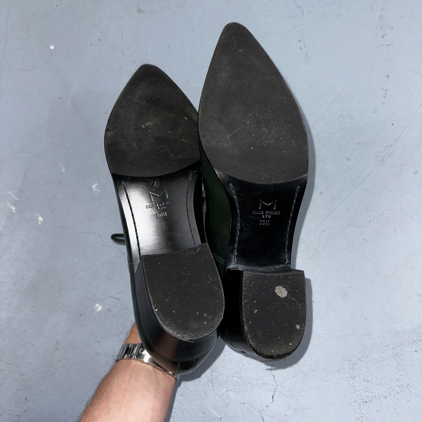 Marc Fisher Women's 10 Green Patent Leather Dress Shoes Boots Heel LACE MLETTA