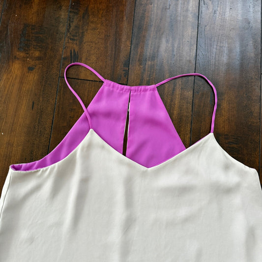 Reversible Womens Simple Beige Purple Dressy Tank Size M Cute Sexy Summer Vibe