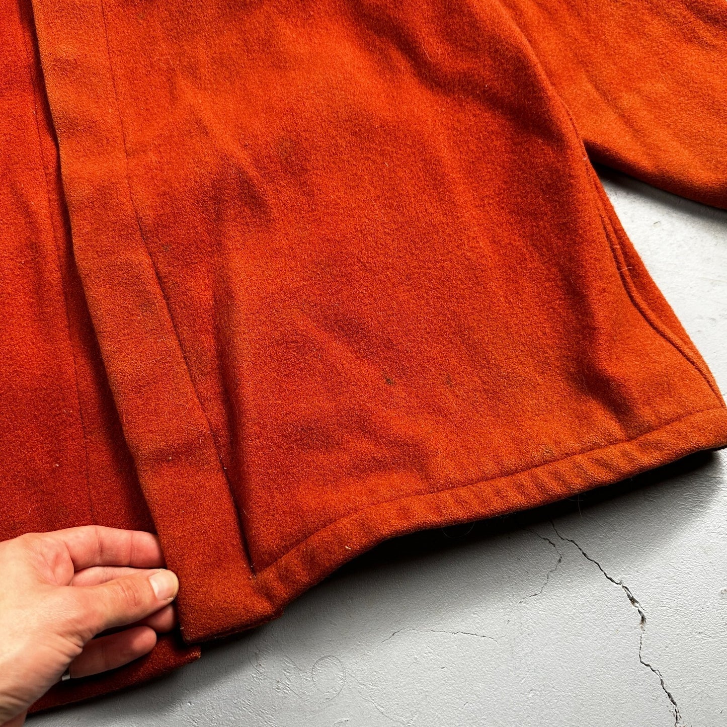 Vintage 60s 70s Wool Delivery Workwear Jacket M Rockabilly Burnt Orange Red