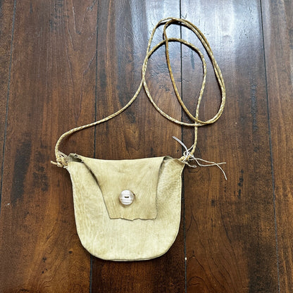 1970s Handmade VTG Crossbody Messenger Bag Leather Handbag Purse Cowgirl Twill