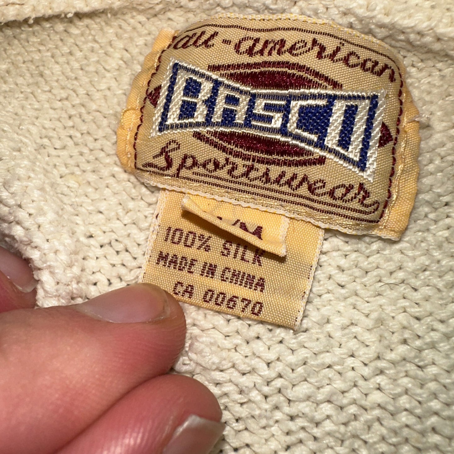 VTG Basco Silk Rare All American Sportswear Men's Sweater Size M Cardigan 90s