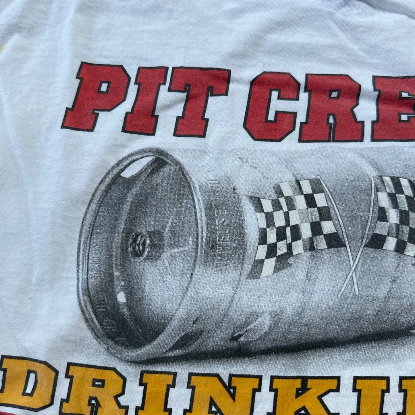 Pit Crew Drinking Team Funny VTG T Shirt Beer Budweiser Sports Racing Cars 2XL