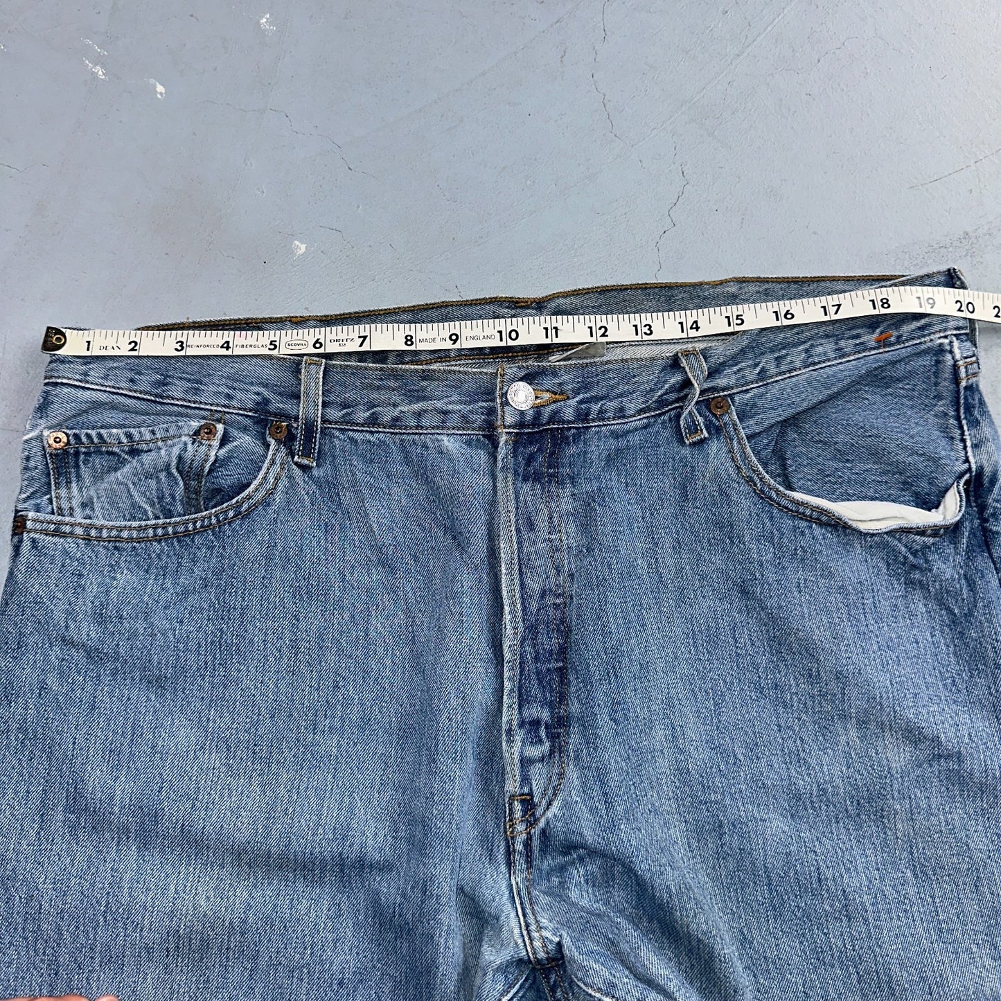 Levis 501 Vintage Y2K XX Straight Leg Jeans Blue Light Wash 40x34 Act 40x32