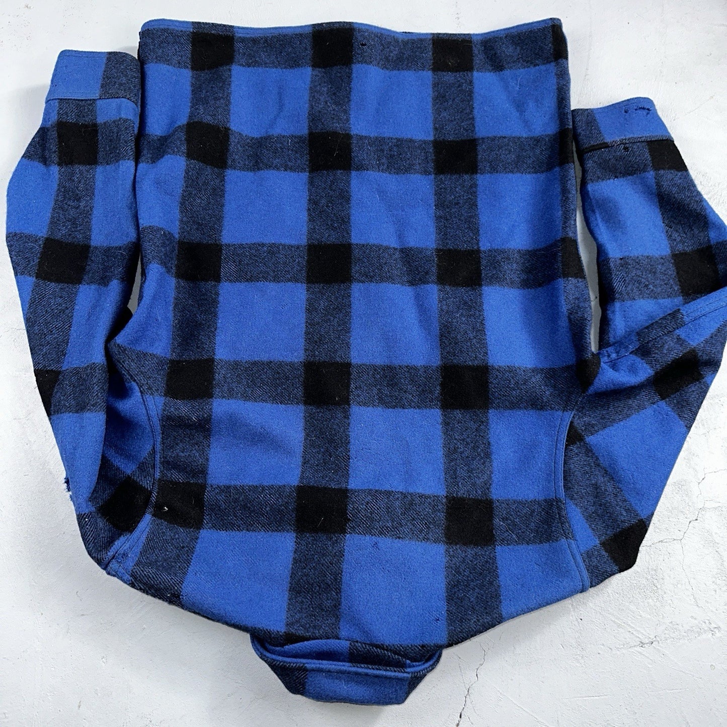 Filson CC Wool Mackinaw Cruiser Jacket Blue Plaid L Distressed VTG USA