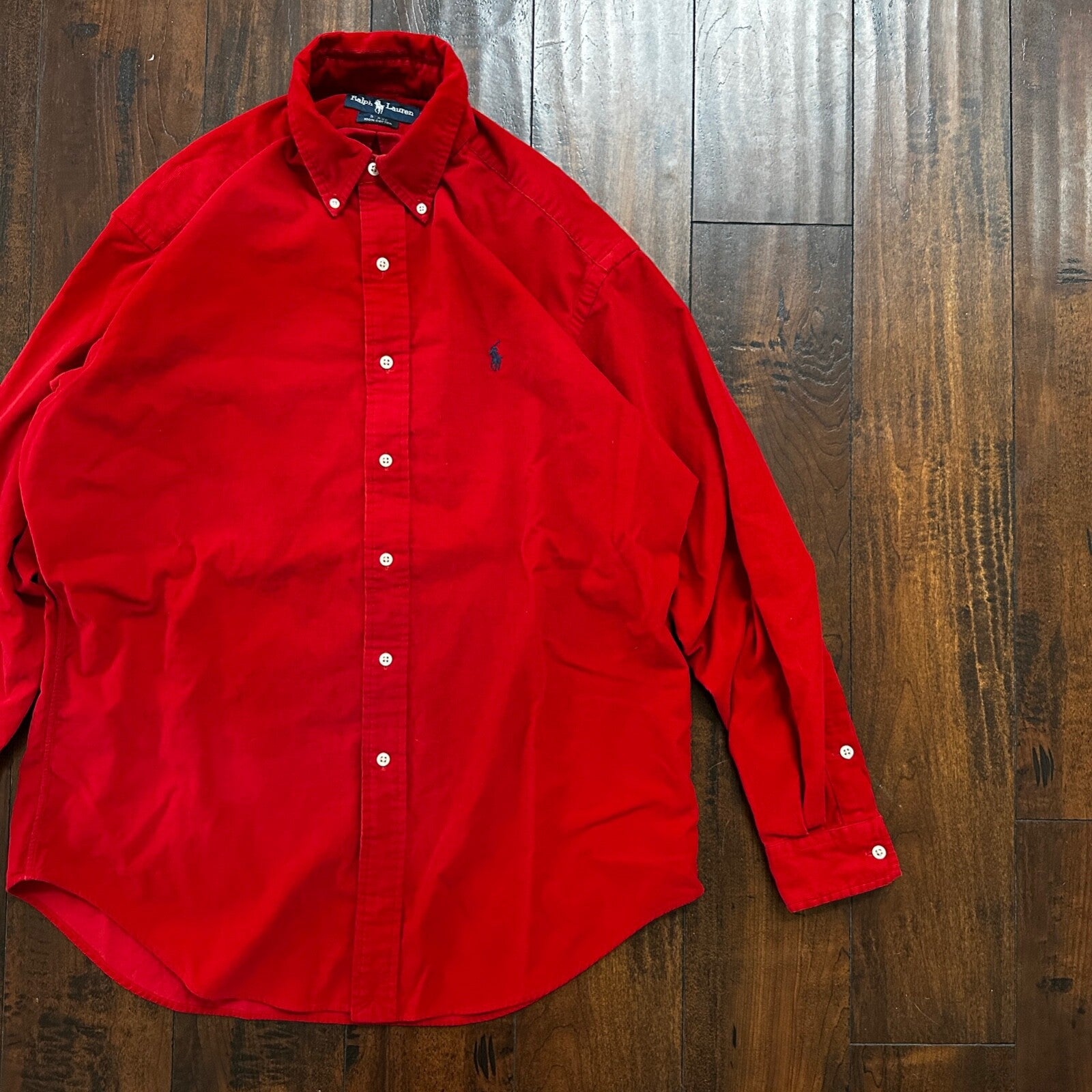 Polo Ralph Lauren Red Button Down Work Shirt Dress Vtg Up Y2K 90s Western Blake