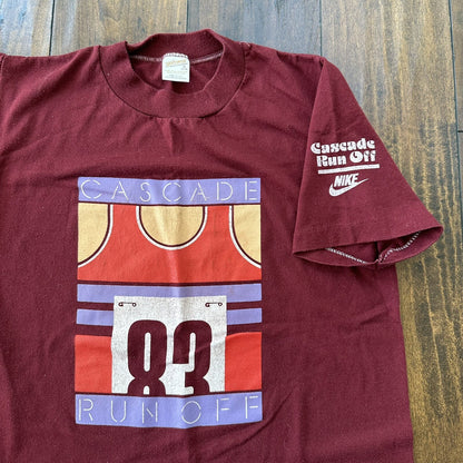Nike 1983 Cascade Run Off T Shirt Vintage Geisha 80s Maroon Marathon Oregon Tee