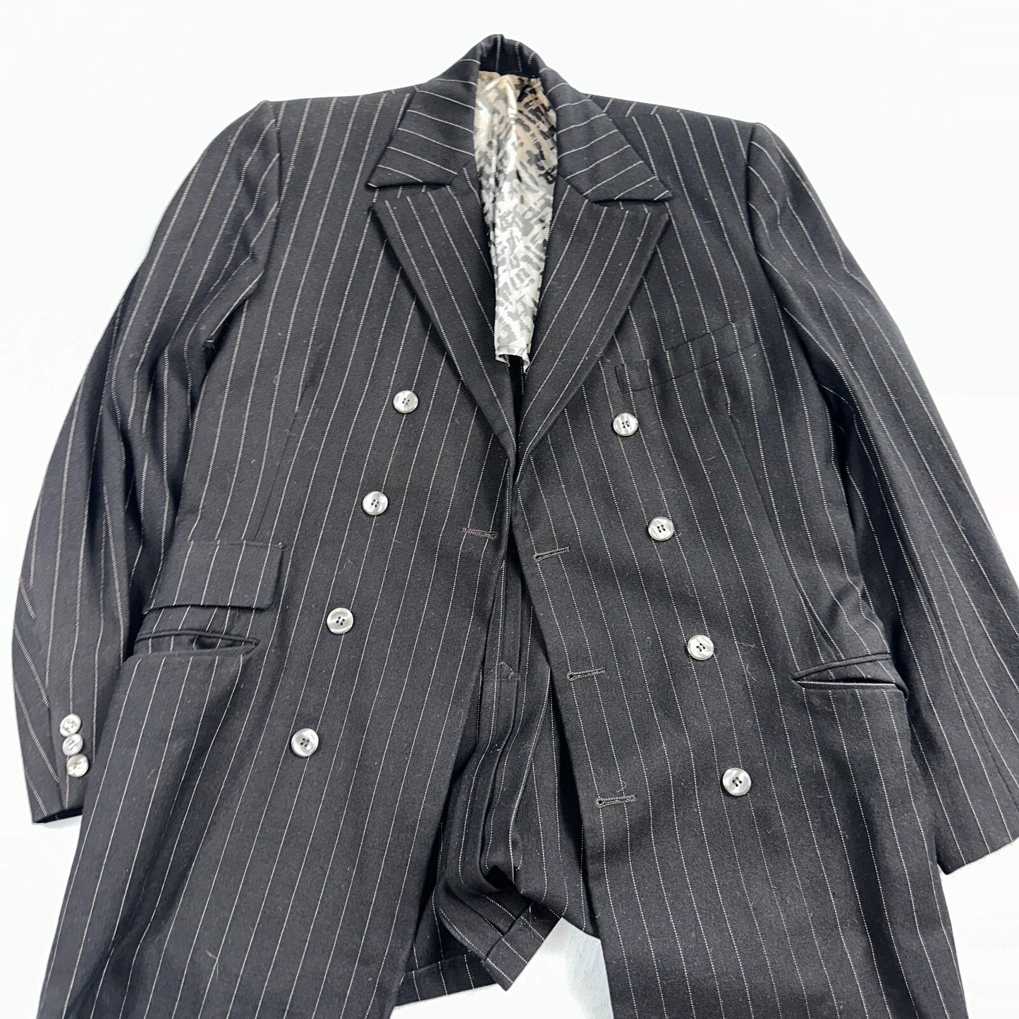 VTG Mens Suit 36 Double Breast 8 Button Jacket Sport Coat Rockabilly 50s Striped