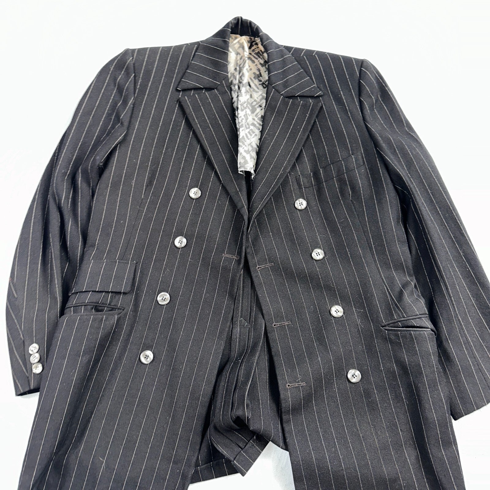 VTG Mens Suit 36 Double Breast 8 Button Jacket Sport Coat Rockabilly 50s Striped