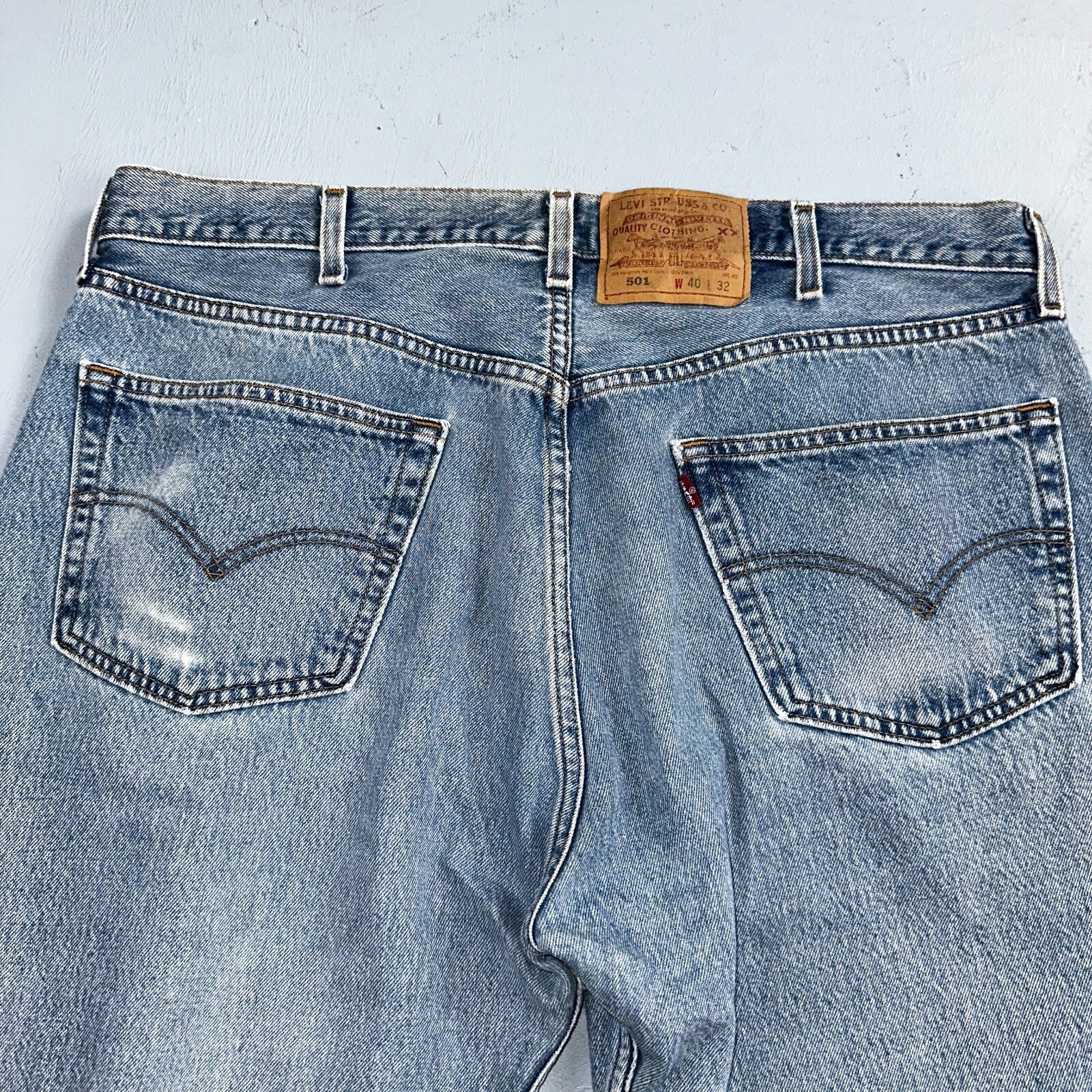 Levis 501 Vintage 90s Mexico Straight Leg Jeans 40x32 Y2K Light Wash Act 37x30
