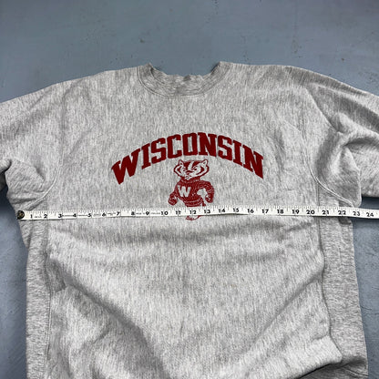 VTG 80s Champion Reverse Weave Crewneck Sweatshirt Gray USA Wisconsin Madison