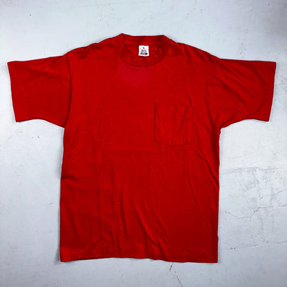 BVD 90s USA VTG T Shirt Red No Print Lot 1 Single Stitch Basic Tee Simple