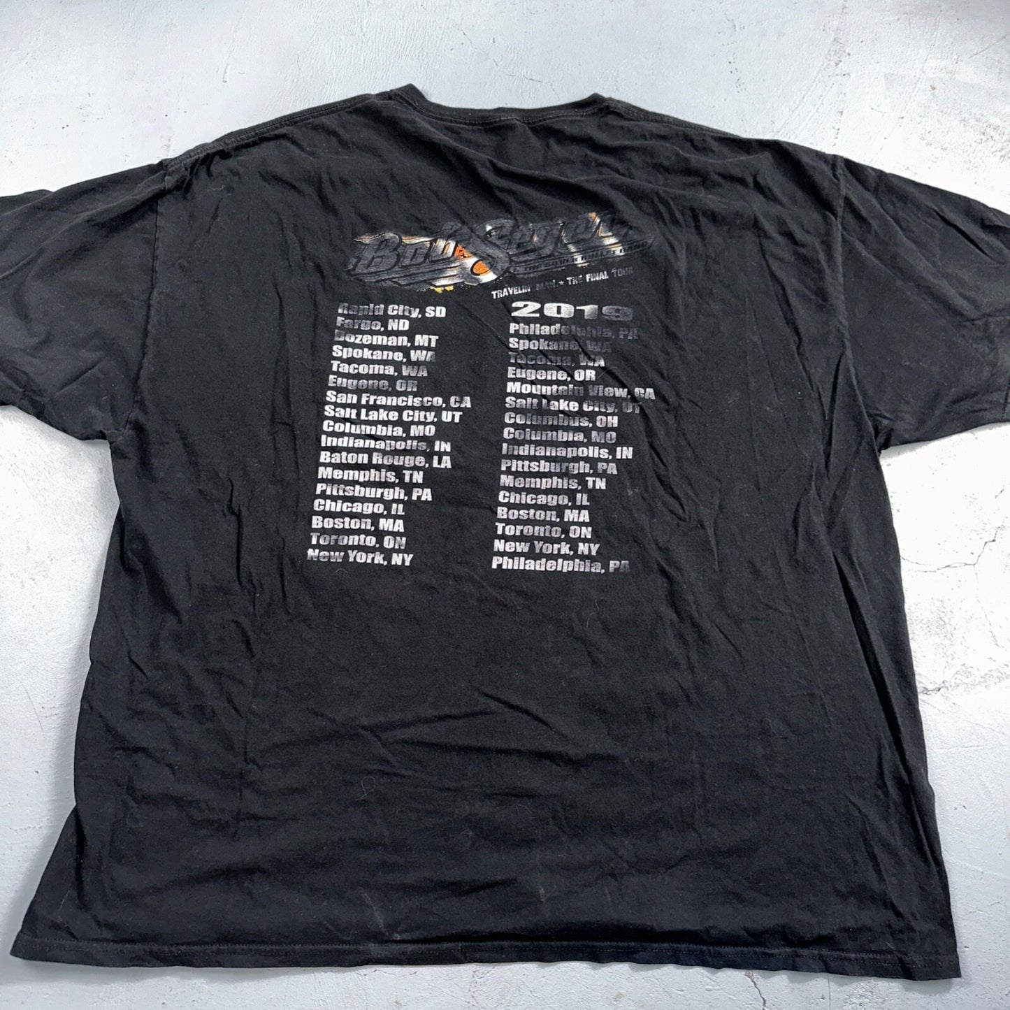Bob Segen Final Tour VTG T Shirt 2019 Worn Cool Fade Big Size Black Rock N Roll