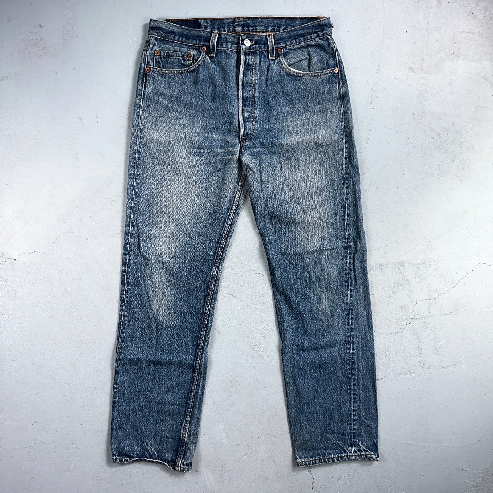 Levis 501 Vintage 90s USA XX Straight Leg Jeans Blue Light Wash 35x33 Act 32x30