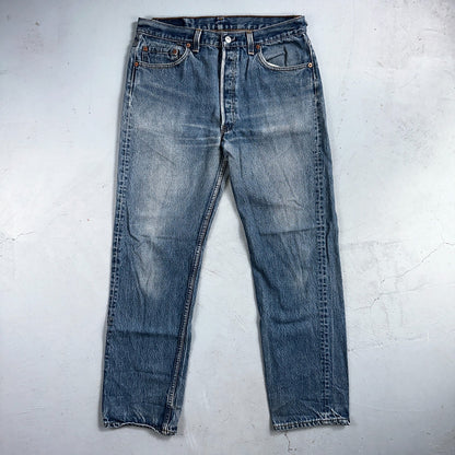 Levis 501 Vintage 90s USA XX Straight Leg Jeans Blue Light Wash 35x33 Act 32x30
