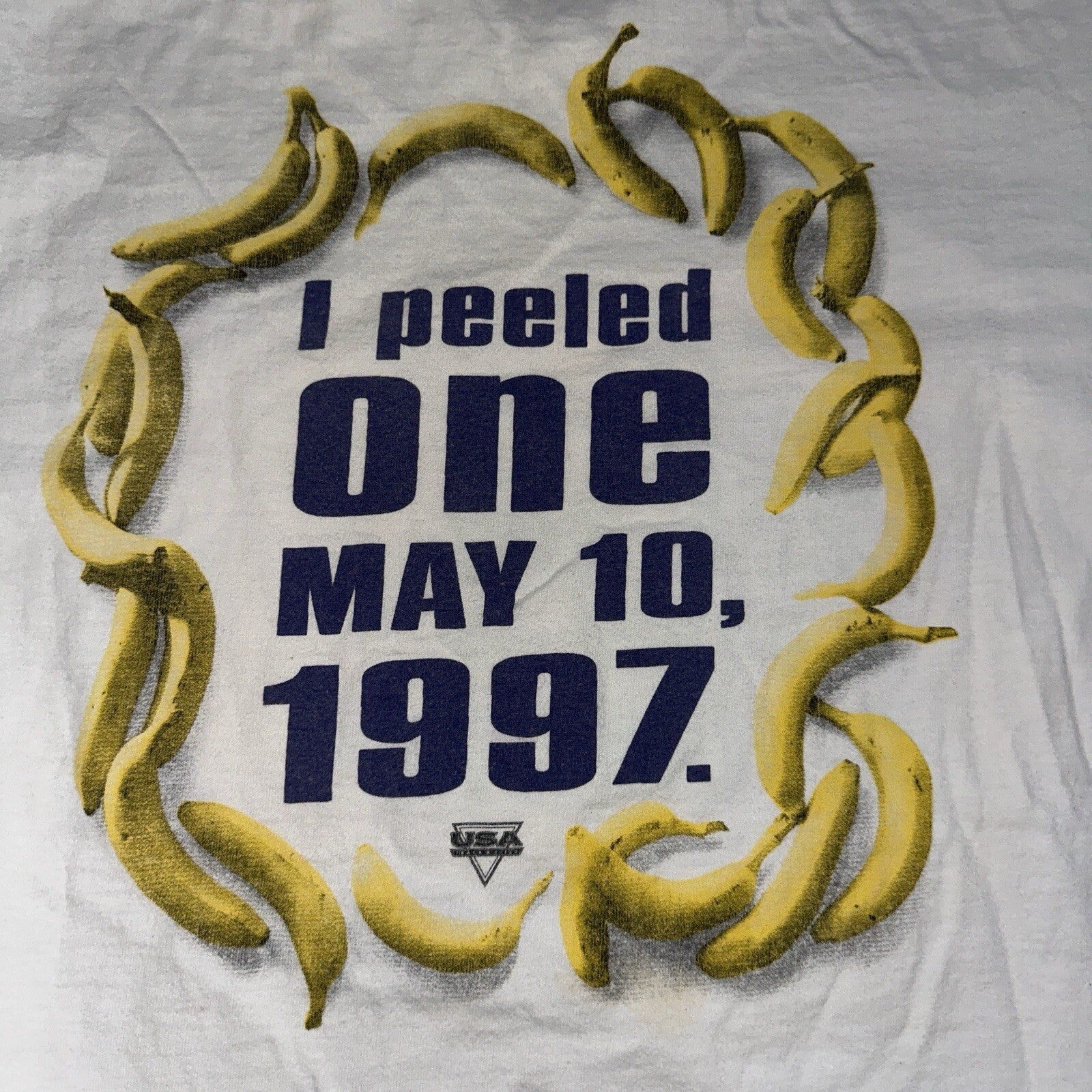 USA Track Field Funny Bananas VTG T Shirt 90s Single Stitch 25K Quote Fruit Joke