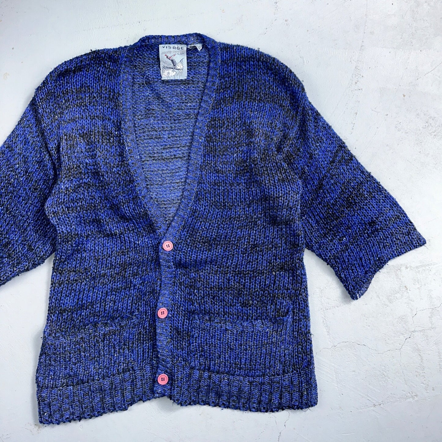 Visage Winter Womans Cardigan Knit Sweater Cozy 80s Active Winter Ramie Purple