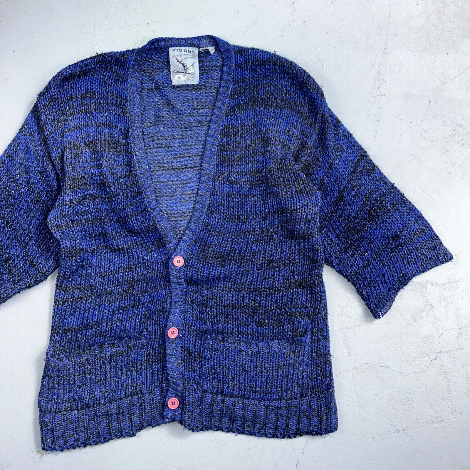 Visage Winter Womans Cardigan Knit Sweater Cozy 80s Active Winter Ramie Purple