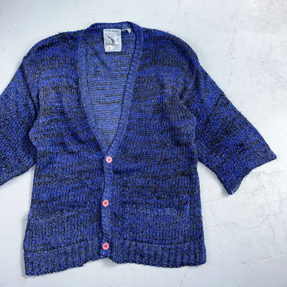 Visage Winter Womans Cardigan Knit Sweater Cozy 80s Active Winter Ramie Purple