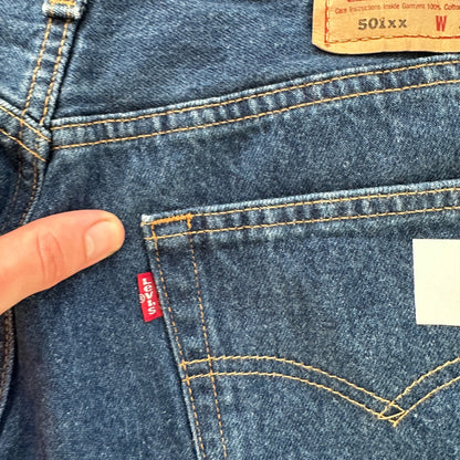 VTG Levis 501 XX Button Fly 90s USA Jeans Denim Straight Capri 34x30 Act 31x26