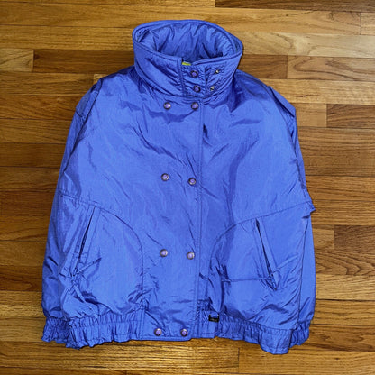 Vintage Forte Puffer Jacket Snow Ski Purple 80s Mock Collar Woman's Sz 10
